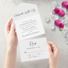 Moderne Feier mit unserer Hochzeitsempfehlung All In One Einladung