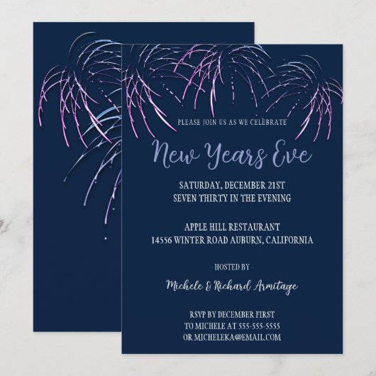 Moderne Feier Neujahrseinladung Einladung (Vorne/Hinten)