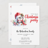 Moderne Feier Niedlich Pinguin Weihnachten Einladung (Vorne/Hinten)