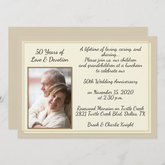 Moderne Feier zum 50. Jahrestag Einladung (Vorne/Hinten)