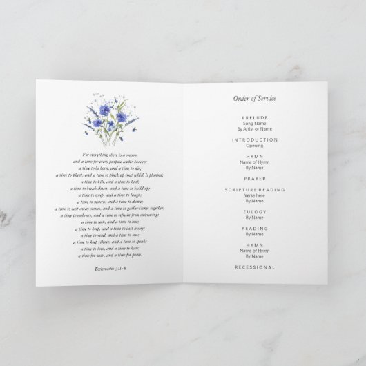 Moderne Feier zum Foto der Beerdigung geflochten Programm (Innenseite)