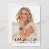 Moderne Feier zum Leben Einfaches Foto Beerdigung Einladung (Vorderseite)