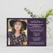 Moderne Feier zur Beerdigung von Lila Marmor Einladung (Stehend Vorderseite)