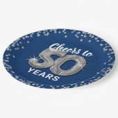 Moderne Feiern bis 50 Jahre Geburtstag Pappteller (Schrägansicht)