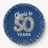 Moderne Feiern bis 50 Jahre Geburtstag Pappteller (Vorderseite)