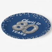 Moderne Feiern bis 80 Jahre Geburtstag Pappteller (Schrägansicht)