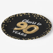 Moderne Feiern bis 90 Jahre Geburtstag Pappteller (Schrägansicht)