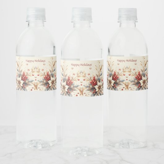 Moderne Feiertagsblumen Wasserflaschenetikett (Flaschen)
