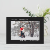 Moderne Feiertagssaison Foto Black Card Feiertagskarte (Stehend Vorderseite)