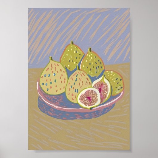 Moderne Feigen-Stillleben-Pastell-Malerische Obst- Poster (Vorne)