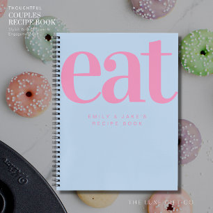 Moderne, feine blaue Paare Verlobung Rezept Notizblock