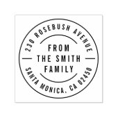 Moderne, feine Familienname & Round Rücksendeadres Permastempel (Design)