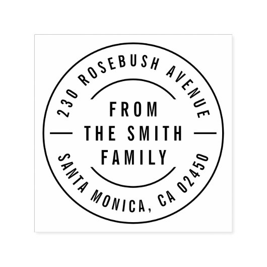 Moderne, feine Familienname & Round Rücksendeadres Permastempel (Design)