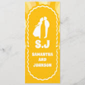 Moderne, feine, gelbe Wavy Arch Wedding Menükarte (Rückseite)