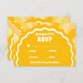 Moderne, feine, gelbe Wavy Arch Wedding RSVP Karte (Vorne/Hinten)