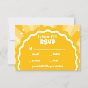 Moderne, feine, gelbe Wavy Arch Wedding RSVP Karte