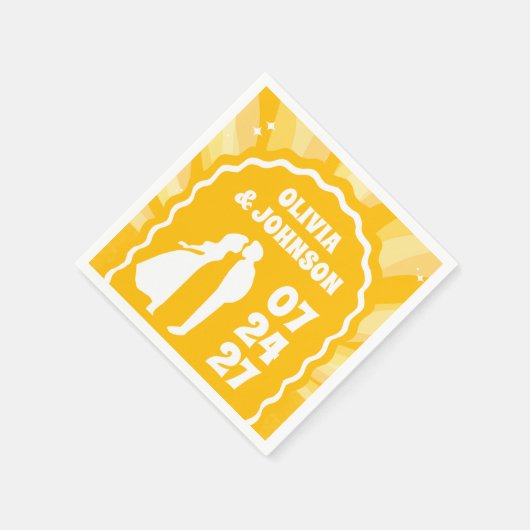 Moderne, feine, gelbe Wavy Arch Wedding Serviette (Ecke)