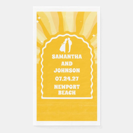 Moderne, feine, gelbe Wavy Arch Wedding Serviette (Vorderseite)