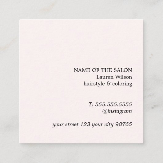 Moderne feine, helle Pastell Schwarz Bold Bobby Bu Quadratische Visitenkarte (Rückseite)