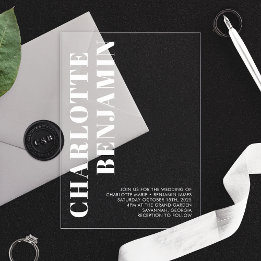 Moderne, feine Minimalistische Hochzeit Acryleinladungen