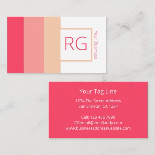 Moderne, feine rosa Farbtöne Mit Monogramm Persona Visitenkarte