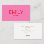 Moderne, feine rosa rote Typografie Visitenkarte (Vorne/Hinten)