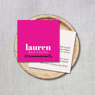 Moderne, feine rosa Schwarz, gebürtig Bobby Button Quadratische Visitenkarte