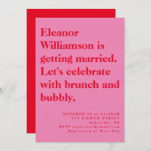 Moderne, feine Rosa und rote Typografie Bridal Bru Einladung (Vorne/Hinten)