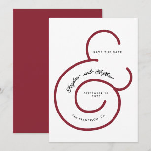Moderne, feine rote Schrift Big Ampersand Hochzeit Save The Date