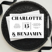 Moderne, feine, schwarz-weiße, horizontale Hochzei Einladung