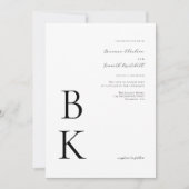 Moderne, feine schwarze Monogramm-Typografie-Hochz Einladung (Vorderseite)