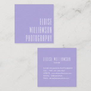 Moderne, feine Typografie Lavender Lila Lilac Quadratische Visitenkarte