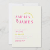 moderne, feine Wavy Funky Chartreuse & rosa Weddin Einladung (Vorderseite)