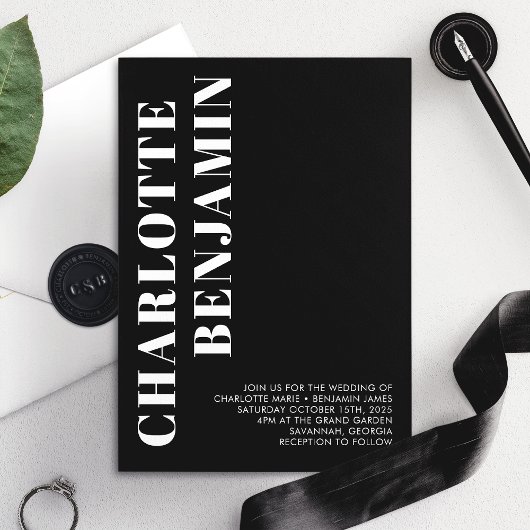 Moderne, feine, weiße und Minimalistische Hochzeit Einladung