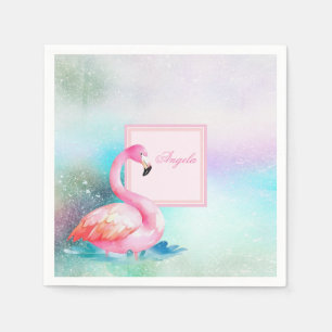 Moderne feminine bunte, niedliche Flamingos Serviette