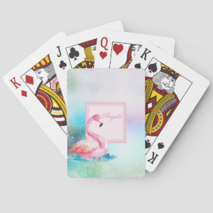 Moderne feminine bunte, niedliche Flamingos Spielkarten