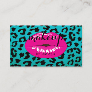 Moderne feminine elegante Leopardenprint  rosa Lip Visitenkarte