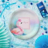 Moderne feminine farbenfrohe, niedliche Flamingos Pappteller (Party)