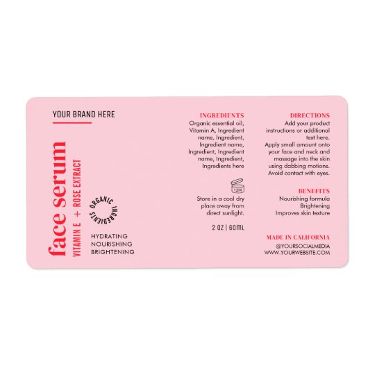 Moderne Feminine Pink Face Serumtropfflasche (Vorne)