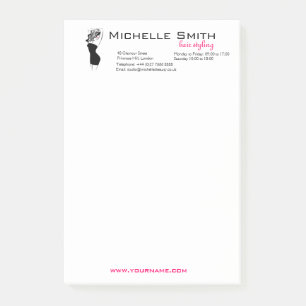 Moderne feminine schwarze und rosa Trend-Friseursa Post-it Klebezettel