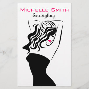 Moderne feminine schwarze und rosa trendige Friseu Flyer