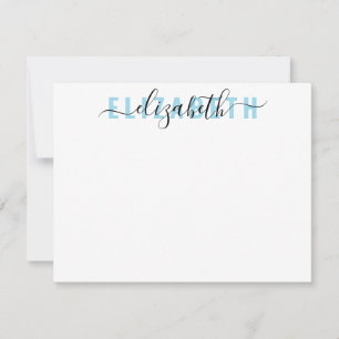 Moderne Feminine Script Bold Typografy Light Blue Mitteilungskarte