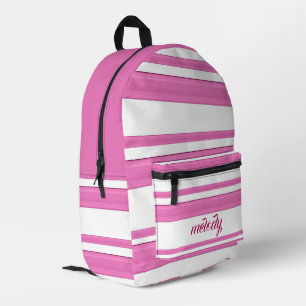 moderne feminine Vintage-Rosa-Weiß-Abstract-Linien Bedruckter Rucksack