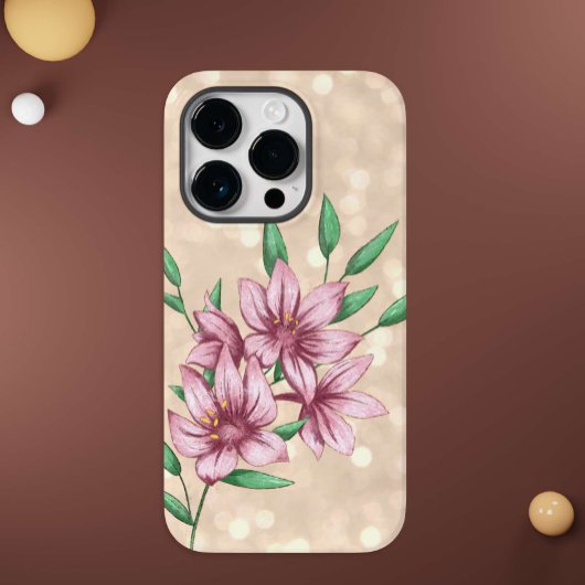 Moderne feminines Rosa-Blumenmuster Case-Mate iPhone Hülle