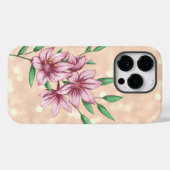 Moderne feminines Rosa-Blumenmuster Case-Mate iPhone Hülle (Rückseite (Horizontal))