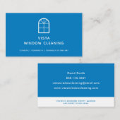 Moderne Fensterreinigung Blau Minimalistisch Visitenkarte (Vorne/Hinten)