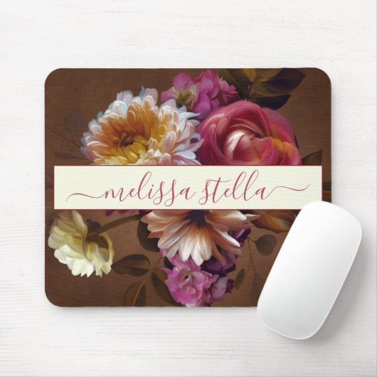 Moderne Feste Rustikale Blumen | Mädchenhaftes Ges Mousepad (Mit Mouse)