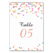 Moderne Festivals Confetti Wedding Tischnummer (Vorderseite)
