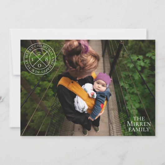 Moderne Festivals Rotes Siegel Fotokarte Feiertagskarte (Vorderseite)