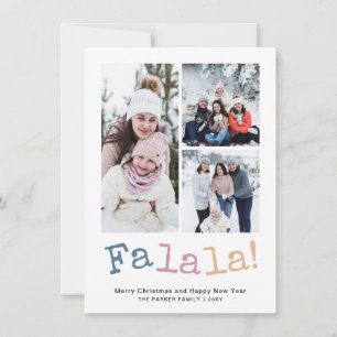 Moderne Festliche Fa La La Weihnachts-Vier-Foto-Ka Feiertagskarte
